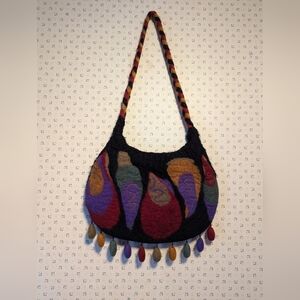 Rising Tide Felted handbag. Hand made, 100% Wool colorful fruit pattern